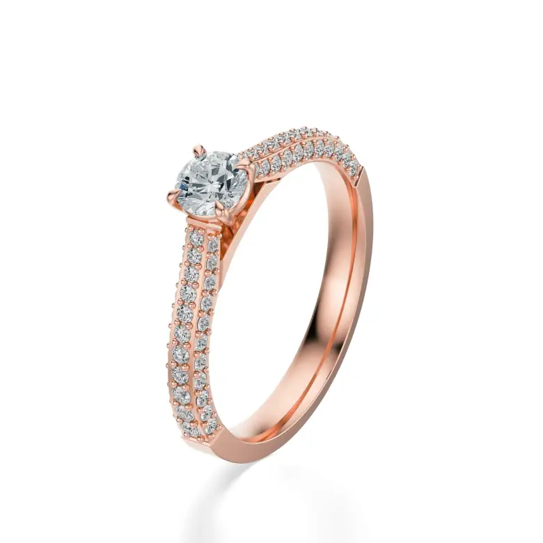 Pierścionek z różowego złota z diamentami